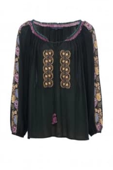 Image of French Connection Elena Stitch Smock Top Forest
