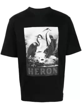 Image of HERON PRESTON Halftone Heron Graphic T-Shirt Black