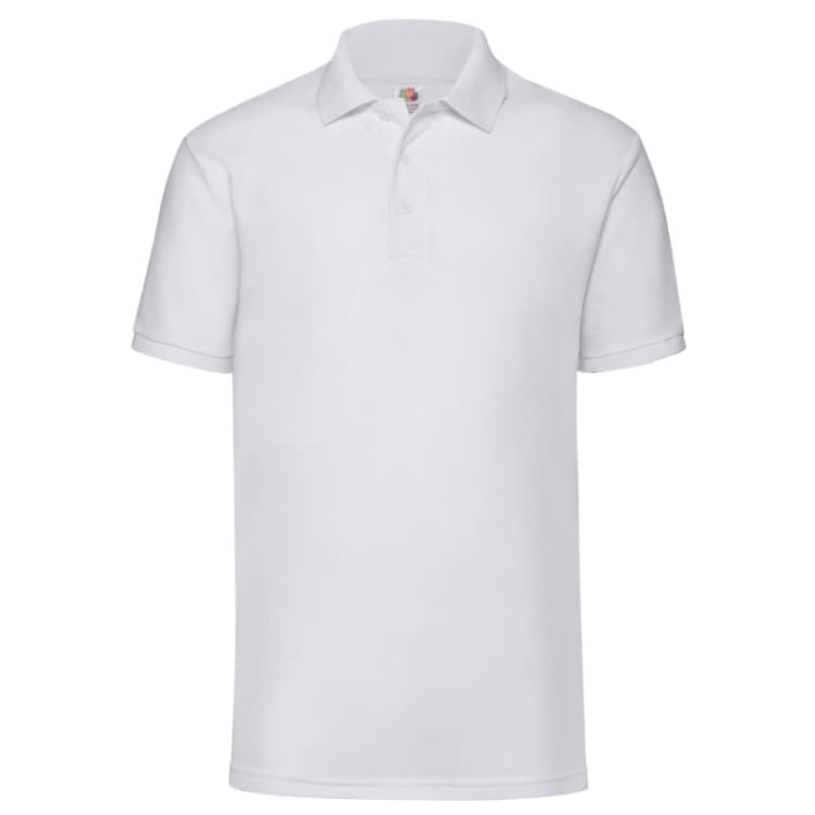 Image of Fruit Of The Loom Fruit of the Loom Men 65 35 Polycotton Pique Polo Shirt in White Size: Small White S Male 5063470734306