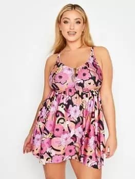 Image of Yours Retro Floral Hanky Hem Swimdress, Multi, Size 18, Women