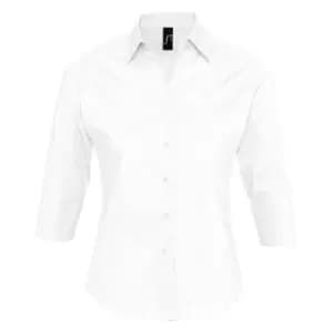 Image of SOLS Womens/Ladies Effect 3/4 Sleeve Fitted Work Shirt (L) (White)