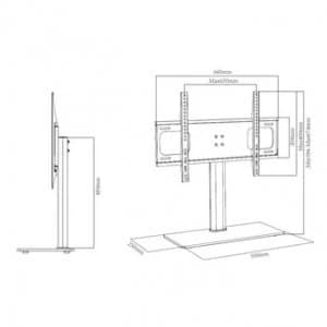 Image of TTAP TT64F Black Glass Tabletop Pedestal TV Stand in Black