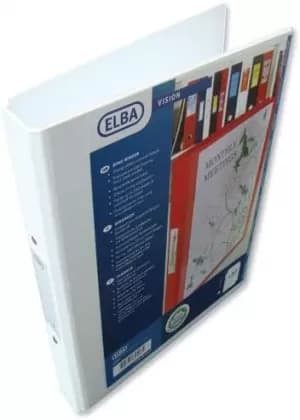 Image of Elba Panorama A4 Presentation Binder PVC 3 Cover Pockets 4 D Ring 65mm White Pack of 10