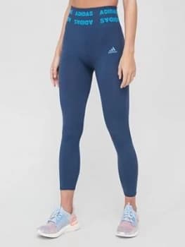 Image of adidas Aeroknit 7/8 Leggings - Navy, Size XL, Women