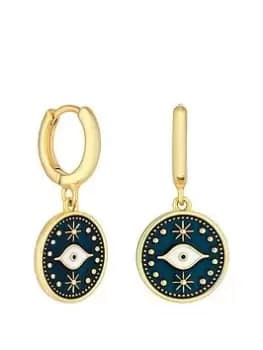 Image of Jon Richard JON RICHARD GOLD PLATED EVIL EYE EARRINGS, Black, Women
