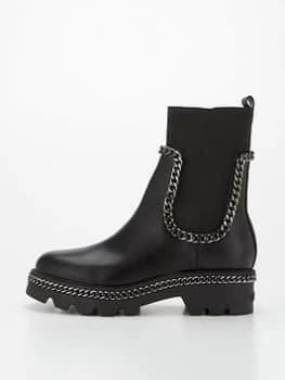 Image of Guess Chain Detail Chunky Chelsea Boots - Black, Size It/Eu 37 = UK 4, Women