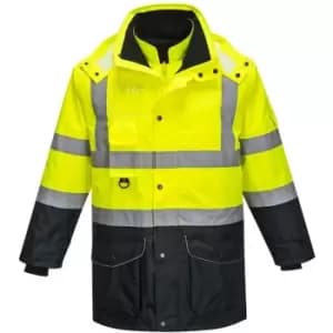 Image of Portwest S426YNR4XL - sz 4XL Hi-Vis 7-in-1 Contrast Traffic Jacket - Yellow/Navy - Yellow/Navy