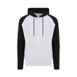 Image of AWDis Just Hoods Mens Baseball Zoodie (L) (Heather Grey/Jet Black)