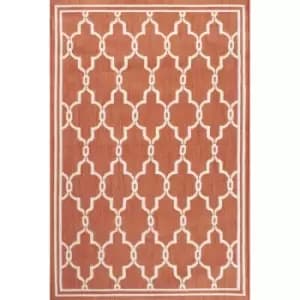 Image of Terrace Spanish Tile Flatweave Outdoor Indoor Rug in Terracotta 80 x 150cm (2'6''x5'0'')