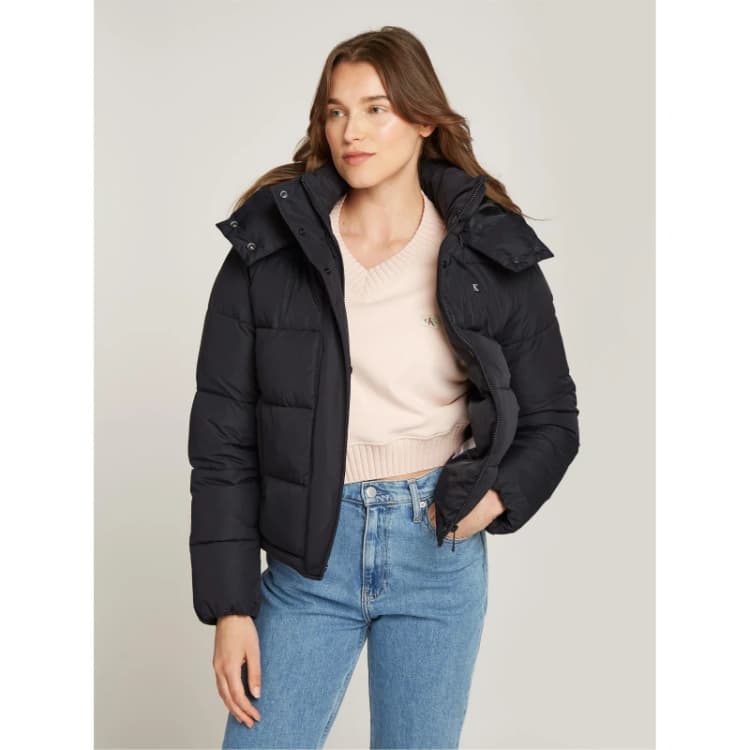 Image of Calvin Klein Jeans Womens Essential Water Resistant RDS-Certified Down Short Puffer Jacket Ck Black female 14 (L)