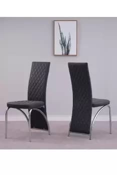 Image of Set of 4 High Back Velvet Dining Chairs with Chrome Frame