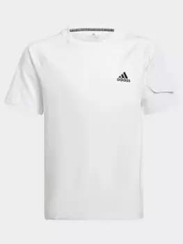 Image of Boys, adidas Designed For Gameday T-Shirt, Black/White, Size 11-12 Years