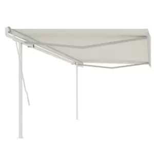 Image of Vidaxl Manual Retractable Awning With Posts 5X3.5 M Cream