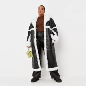 Image of Missguided Plus Maxi Mongolian Fur Pu Premium - Black