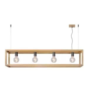 Image of Oris Industrial Bar Pendant Light - 4xE27 - Light Wood