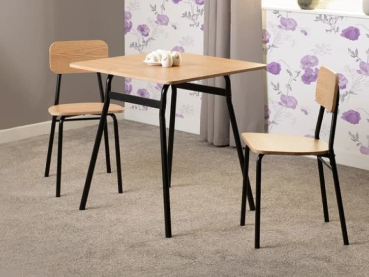 Image of Seconique Warren Black and Russet Oak Dining Table and 2 Chairs