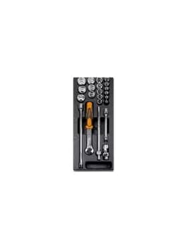 Image of Beta Tools T92 22pc 3/8" D Hex Socket & Accessory Set in Tray for Roller Cabs