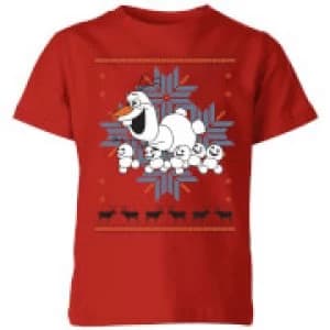 Image of Disney Frozen Olaf and Snowmen Kids Christmas T-Shirt - Red - 11-12 Years