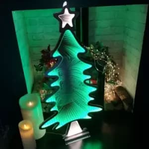 Image of 95cm Green Standing LED Infinity Christmas Tree Decoration with Metal Base
