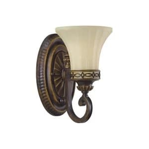 Image of 1 Light Wall Light Walnut Glass Shade, E27