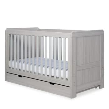Image of Ickle Bubba Pembrey Cot Bed and Under Drawer - Ash Grey
