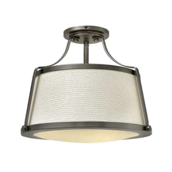 Image of Charlotte - 3 Light Semi Flush Ceiling Light Antique Nickel, E27 - Elstead