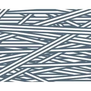 Image of Origin Murals Striped Criss Cross Pattern Blue Wall Mural - 3.5 x 2.8m