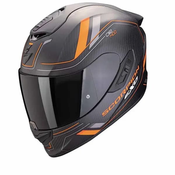 Image of Scorpion EXO-1400 Evo II Carbon Air Mirage Matt Black Orange Full Face Helmet 2XL