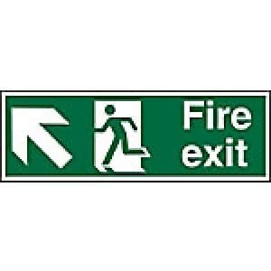 Image of Fire Exit Sign Up Left Arrow Vinyl 20 x 60 cm