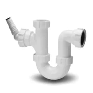 Image of Polypipe Washing Machine Half Trap White 40mm PWM2