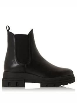 Image of Dune London Provense Leather Chunky Chelsea Ankle Boot - Black, Size 6, Women