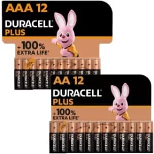 Image of Duracell Plus Power AA and AAA Alkaline Battery Bundle (24 Pack)