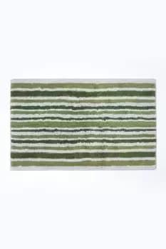 Image of Green Stripe Cotton Bath Mat