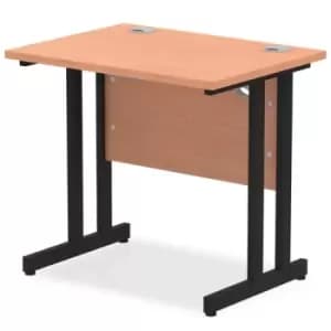 Image of Impulse 800 x 600mm Straight Desk Beech Top Black Cantilever Leg
