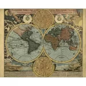 Image of Vintage Map Multi Wall Mural - 3.5m x 2.8m