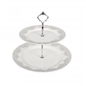 Image of Denby Monsoon Filigree Silver Cake Stand