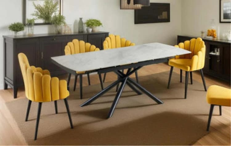 Image of Ds Living Kairo Marble Pattern Sintered Stone Dining Room Table