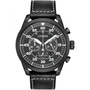 Image of Mens Citizen Eco-drive Sport Strap Wr100 Chronograph Stainless Steel Watch