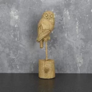 Image of Owl Ornament on Stand Light Oak 27.5cm