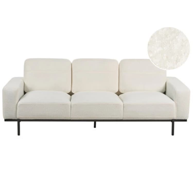 Image of Beliani Sofa 3 Seater Sovik Boucle Off-White