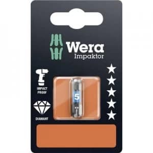 Image of Wera 840/1 IMP DC Impaktor Bits SB SiS Hex bit 5mm Tool steel alloyed, DLC coated D 6.3