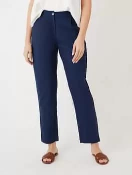 Image of Wallis Linen Look Trousers - Navy, Blue, Size 10, Women