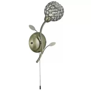 Image of Bellis 1 Light Indoor Flower Design Glass Wall Light Black Antique Brass, G9