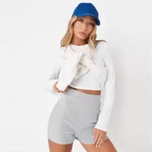 Image of Missguided Rib Booty Shorts - Grey