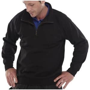 Image of Click Workwear Sweatshirt Quarter Zip 280gsm XS Black Ref CLQZSSBLXS