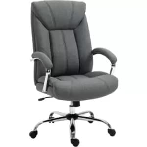 Image of Vinsetto - High Back Home Office Chair Swivel Linen Fabric Desk Armchair, Grey - Grey