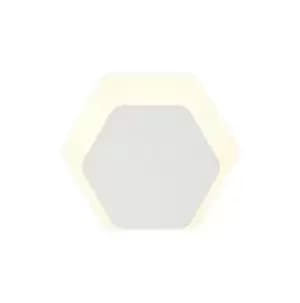 Image of Magnetic Base Wall Lamp, 12W LED 3000K 498lm, 15, 19cm Horizontal Hexagonal Bottom Offset, Sand White, Acrylic Frosted Diffuser