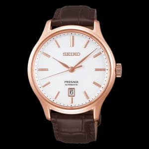 Image of Seiko Presage Automatic Zen Garden Brown Leather Watch