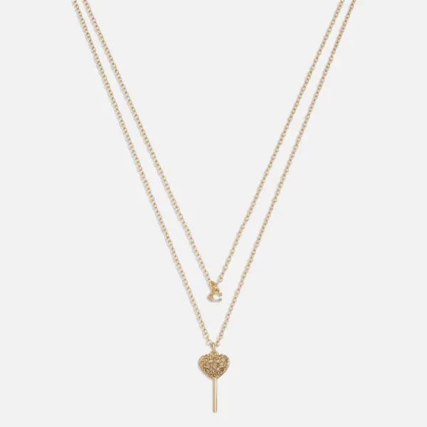 Image of Coach Lollipop Gold-Toned Brass Multi Layer Necklace
