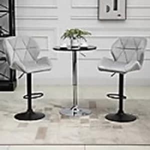 Image of Homcom Bar Stool Fabric Light Grey 2 Pieces